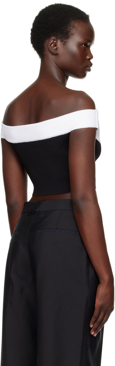 Пуловер Balmain Balmain Two-Tone Knit Cropped Top Черно | EF1AA375KH82, 2