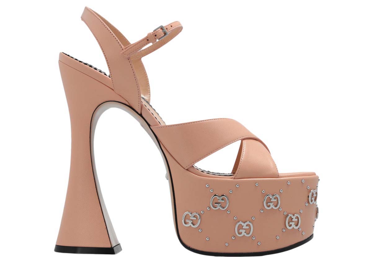 Кецове и обувки Gucci Interlocking G Leather Platform Sandals Pink (Women's) Бежово | 719843 C9D00 5909, 0