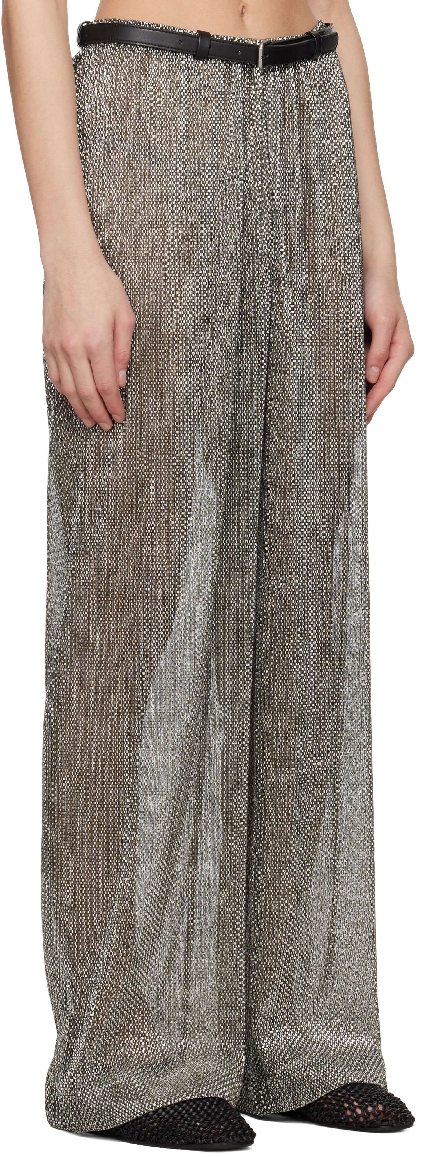 Панталони Nanushka Nanushka Maglie Metallic Knit Trousers Металик | NW25SSPA30082, 1