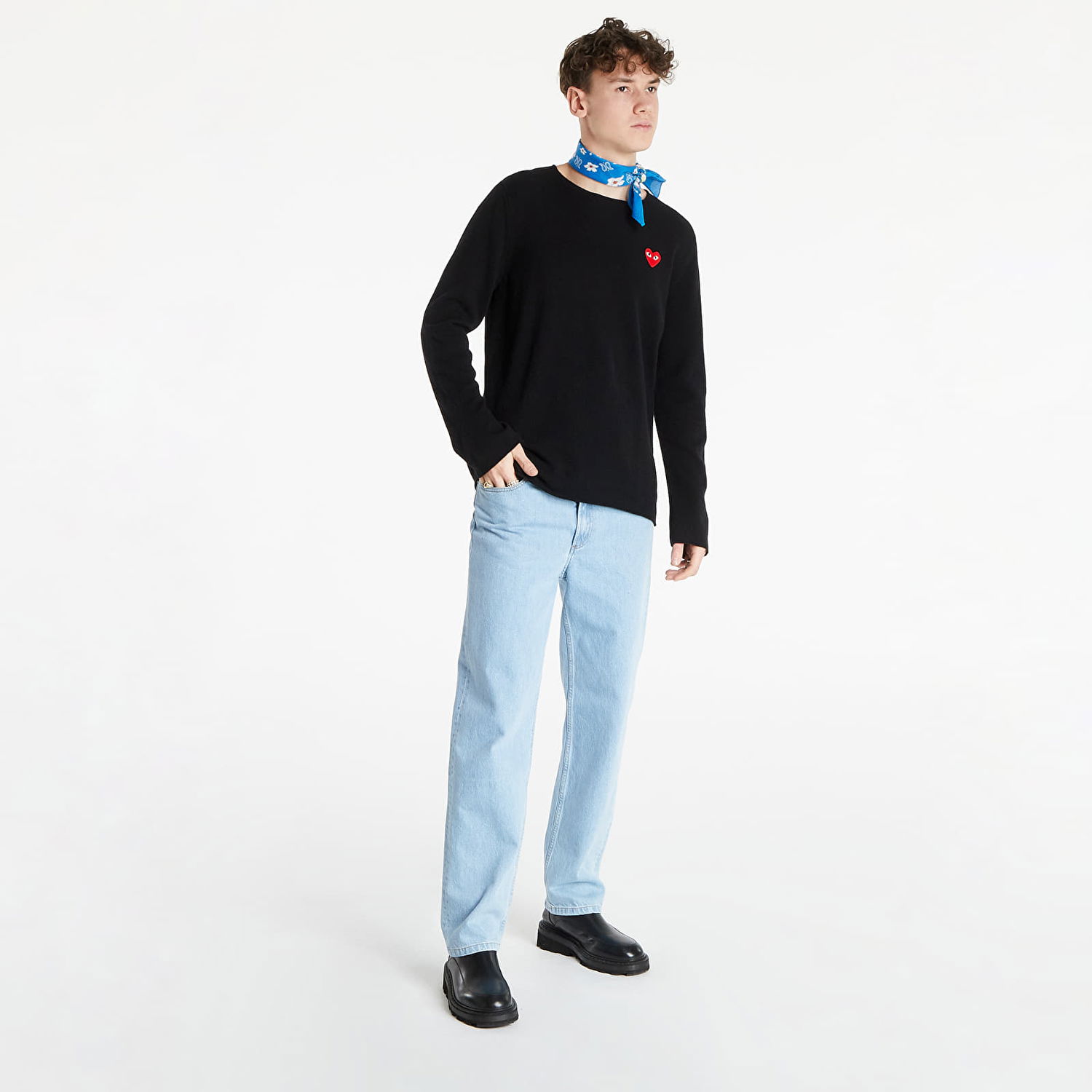 Пуловер Comme des Garçons PLAY Red Heart Crewneck Jumper Черно | AZN068 Black, 1