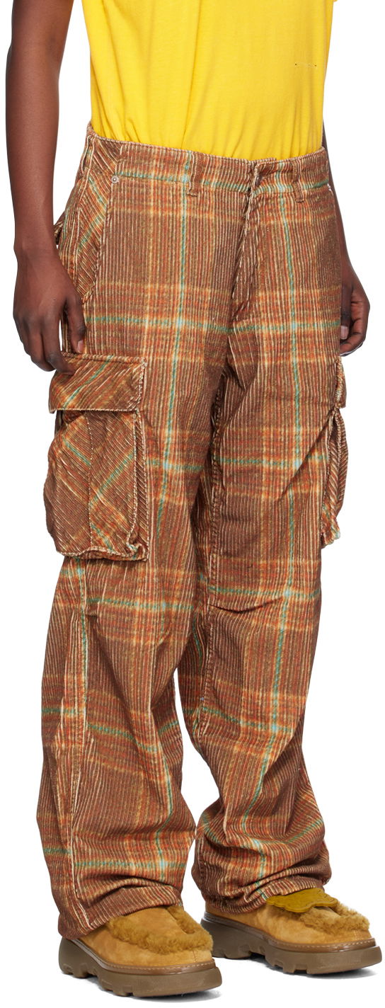 Карго панталони ERL Plaid Corduroy Cargo Pants Кафяво | ERL07P010, 1