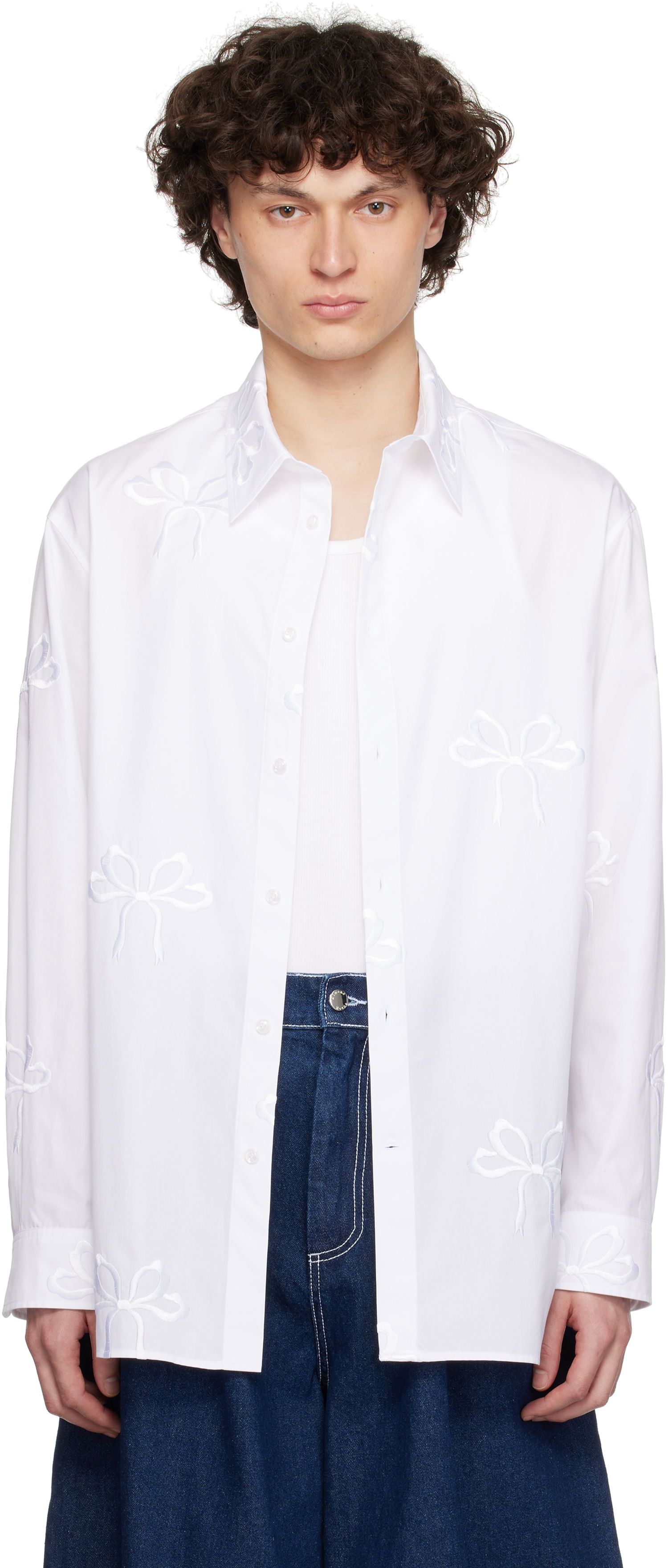 Риза Simone Rocha Simone Rocha Cotton Bow Easy Shirt Бяло | 5185 1051, 0