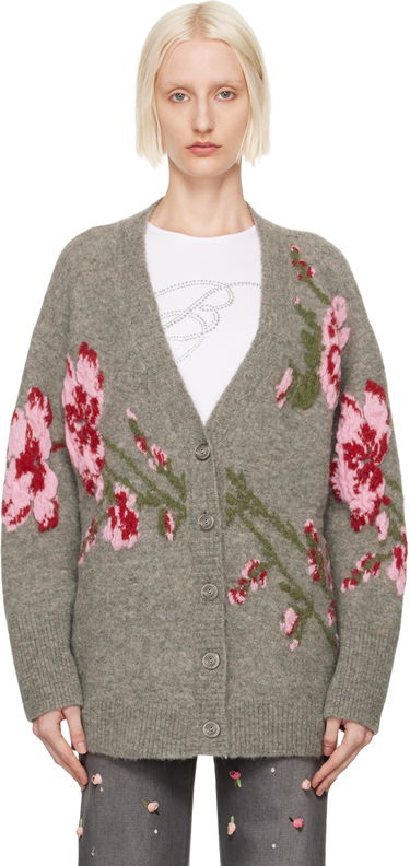 Пуловер Blumarine Floral Embroidered Cardigan Сиво | A422M489A, 0