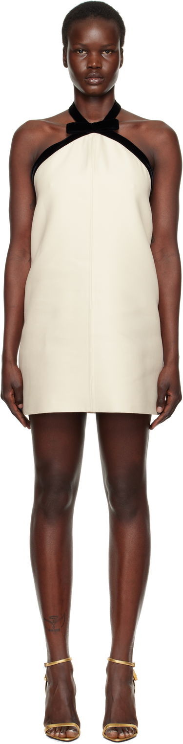 Pокля Tom Ford Tom Ford Halter Neck Velvet-Trimmed Minidress Бежово | AB3477-FAX1122, 0