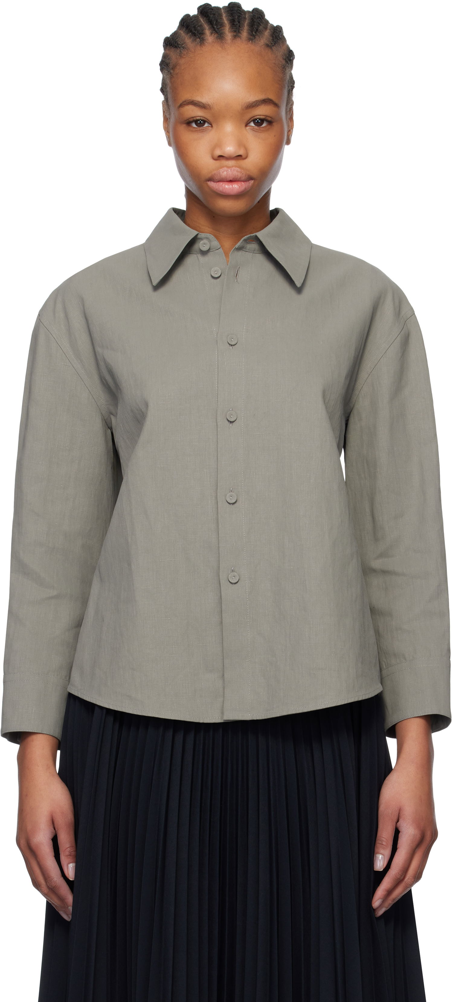 Риза Jil Sander Jil Sander Cropped Linen Shirt Зелено | J02DL0205_J60001, 0