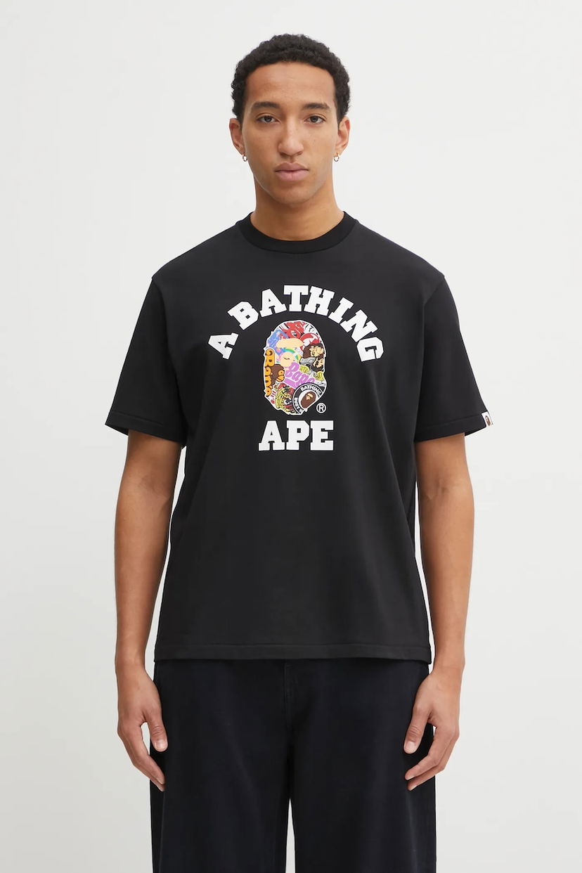 Тениска BAPE Multi Logo College Graphic T-Shirt Черно | 1L30110358
