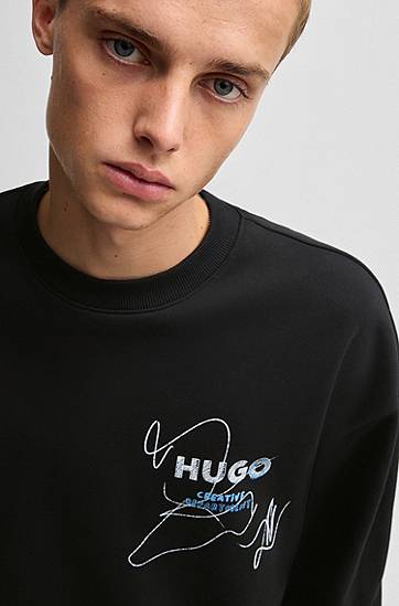 Пуловер BOSS HUGO Sweatshirt With Seasonal Artwork Черно | 50534210, 1