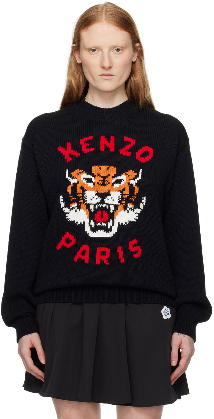 Пуловер KENZO Lucky Tiger Sweater Черно | FE58PU0143LD