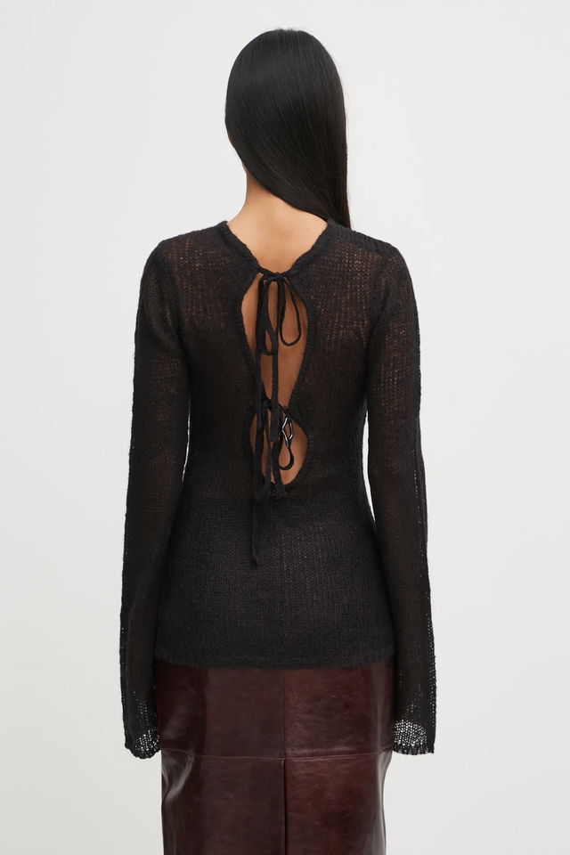 Heliot Emil Sheer Knit Tie Back Top