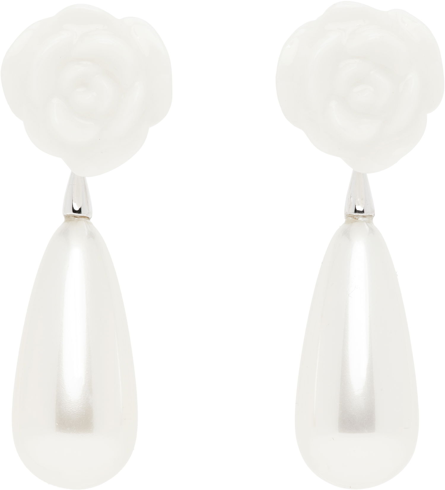 Обеци SHUSHU/TONG SHUSHU/TONG YVMIN Edition Rose Faux-Pearl Earrings Бяло | 25304WHT00DN2, 0