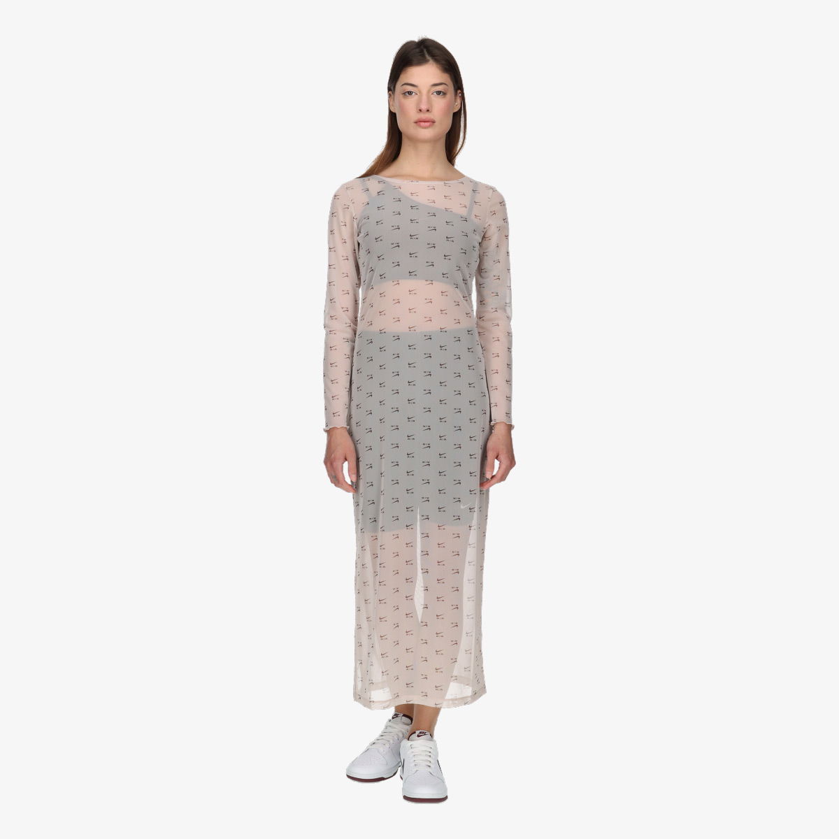 Pокля Nike W NSW AIR AOP MESH LS DRESS Сиво | DV8249-292, 0