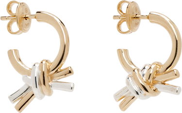 Обеци Bottega Veneta Bottega Veneta Knot Gold & Silver Hoop Earrings Металик | 838167 V507D, 1