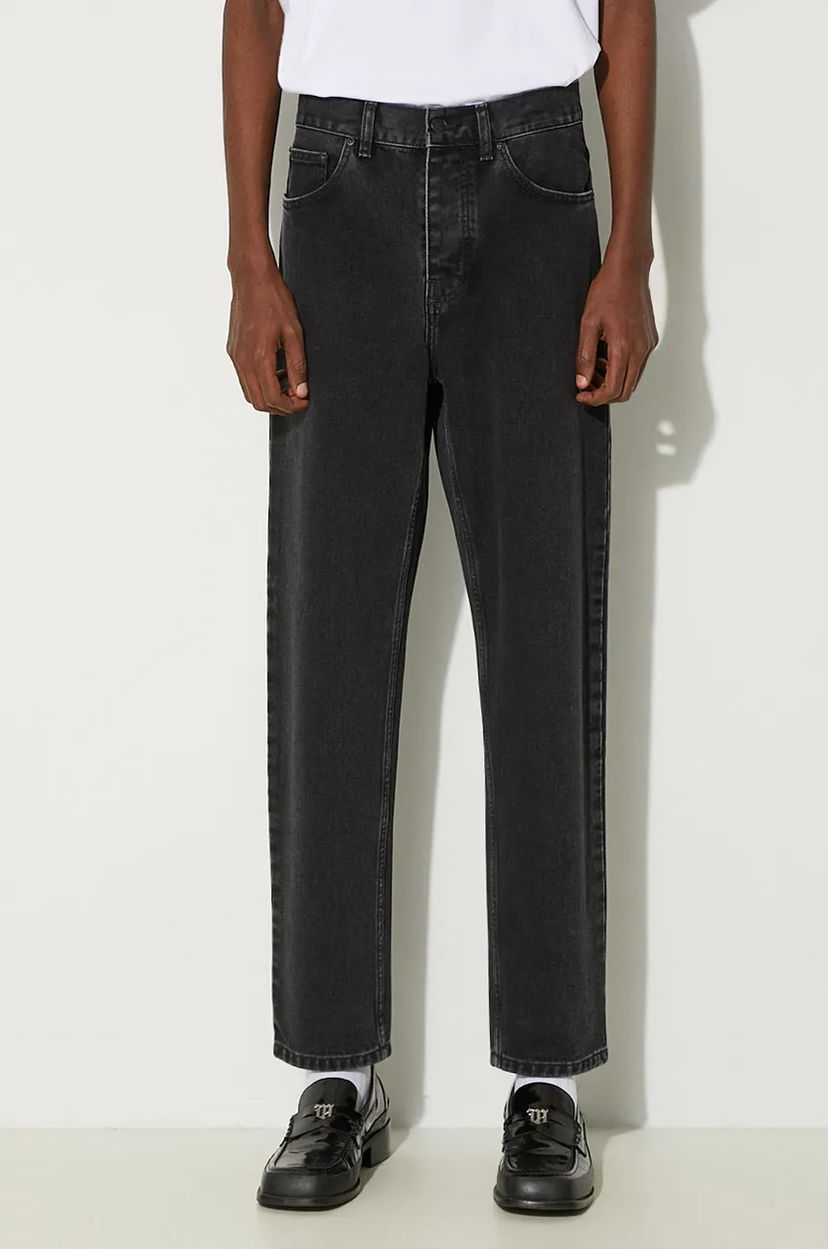 Дънки Carhartt WIP Carhartt WIP Straight Fit Cropped Jeans Черно | I029208.BLACK.STON