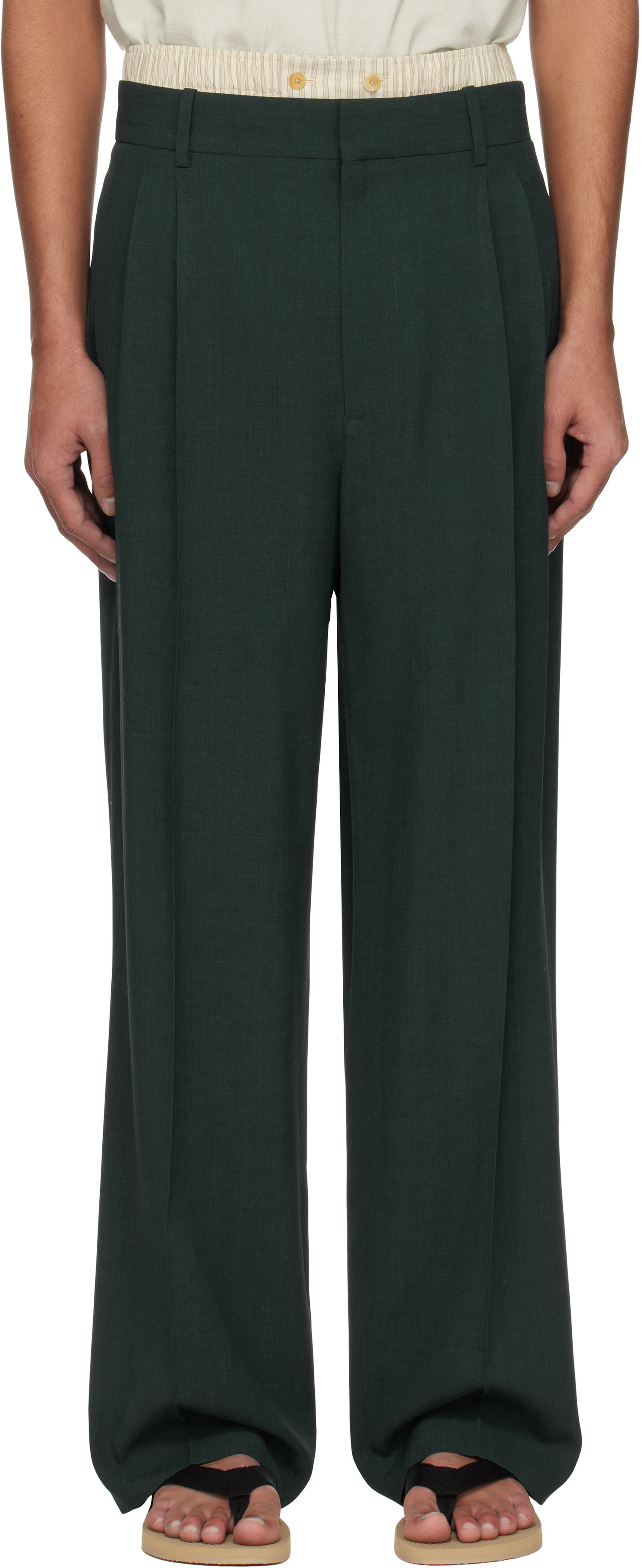 Панталони The Row The Row Silas Pleated Trousers Зелено | 909-W3685, 0
