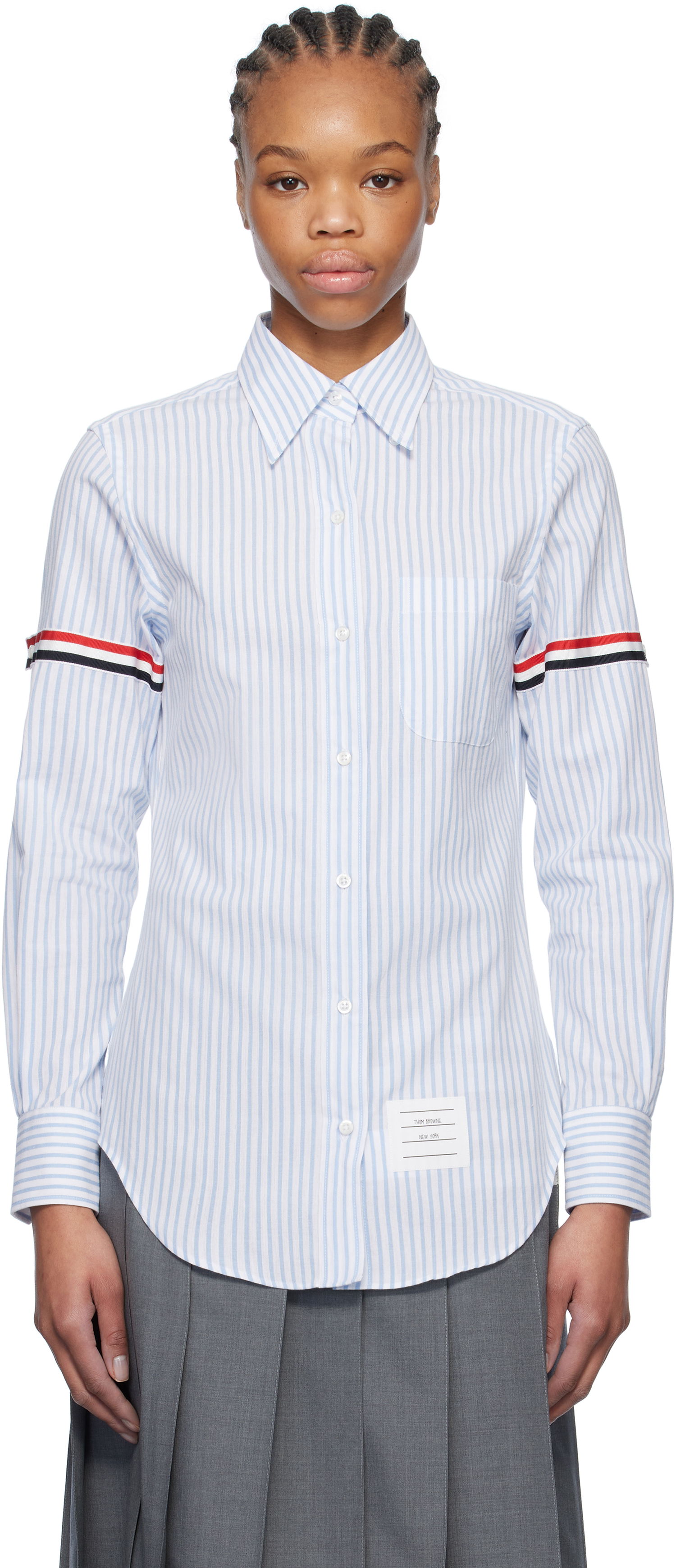 Риза Thom Browne Thom Browne Striped Oxford Shirt with 4-Bar Синьо | FLL005O-F0810, 0