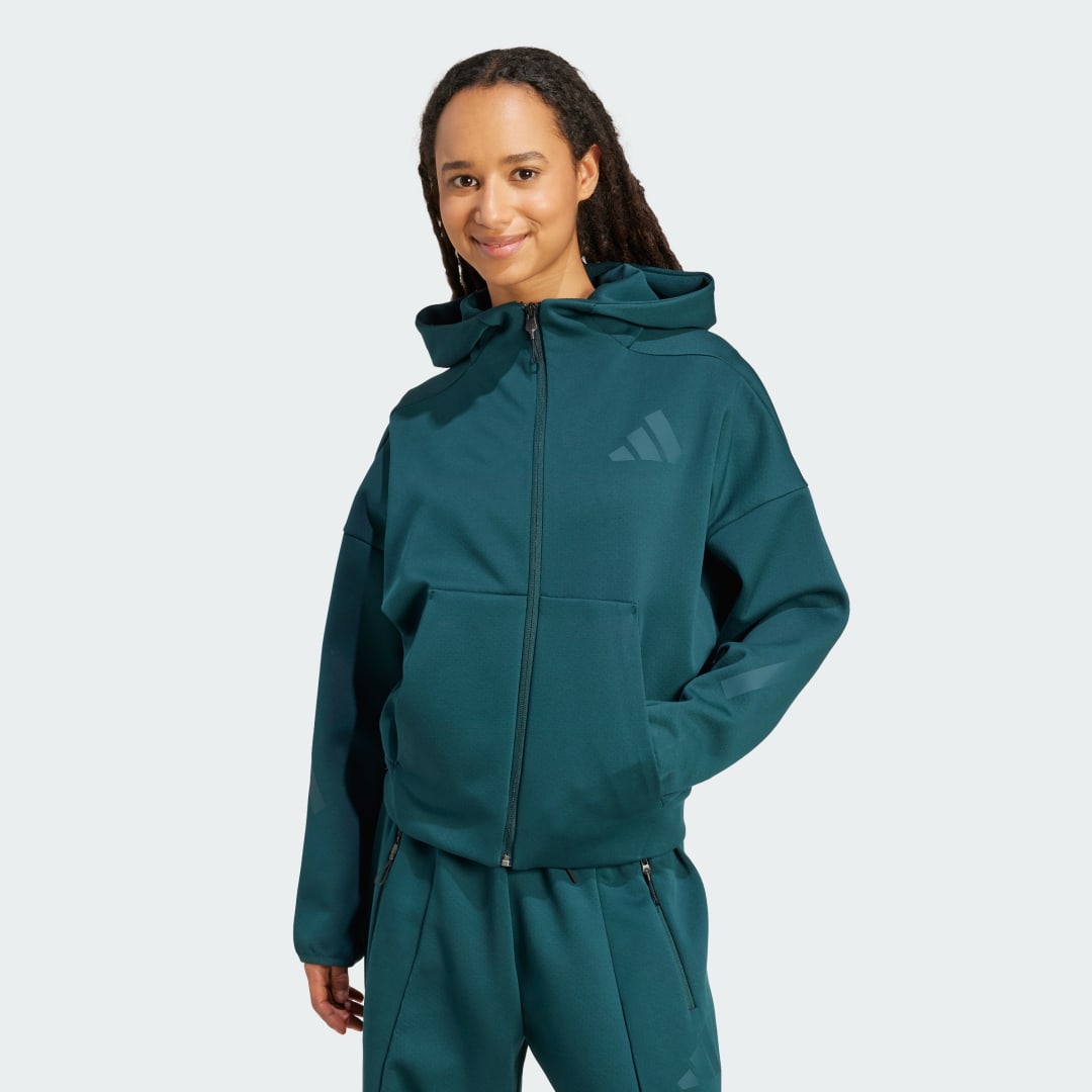 Суитчър adidas Performance Z.N.E. Full-Zip Hoodie Зелено | JW5321, 0