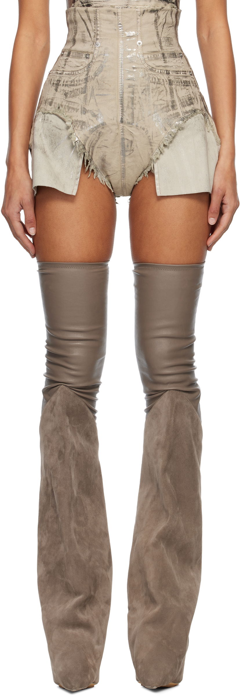Къси панталони Rick Owens DRKSHDW Concordians Dirt Cutoffs Denim Shorts Бежово | DS02E7313 SDPF