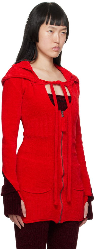 Пуловер Ottolinger Ottolinger Extended Knit Hoodie Червено | 706701, 1