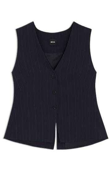 Жилетка BOSS BOSS Pinstripe Single-Breasted Waistcoat Тъмно синьо | 50548493