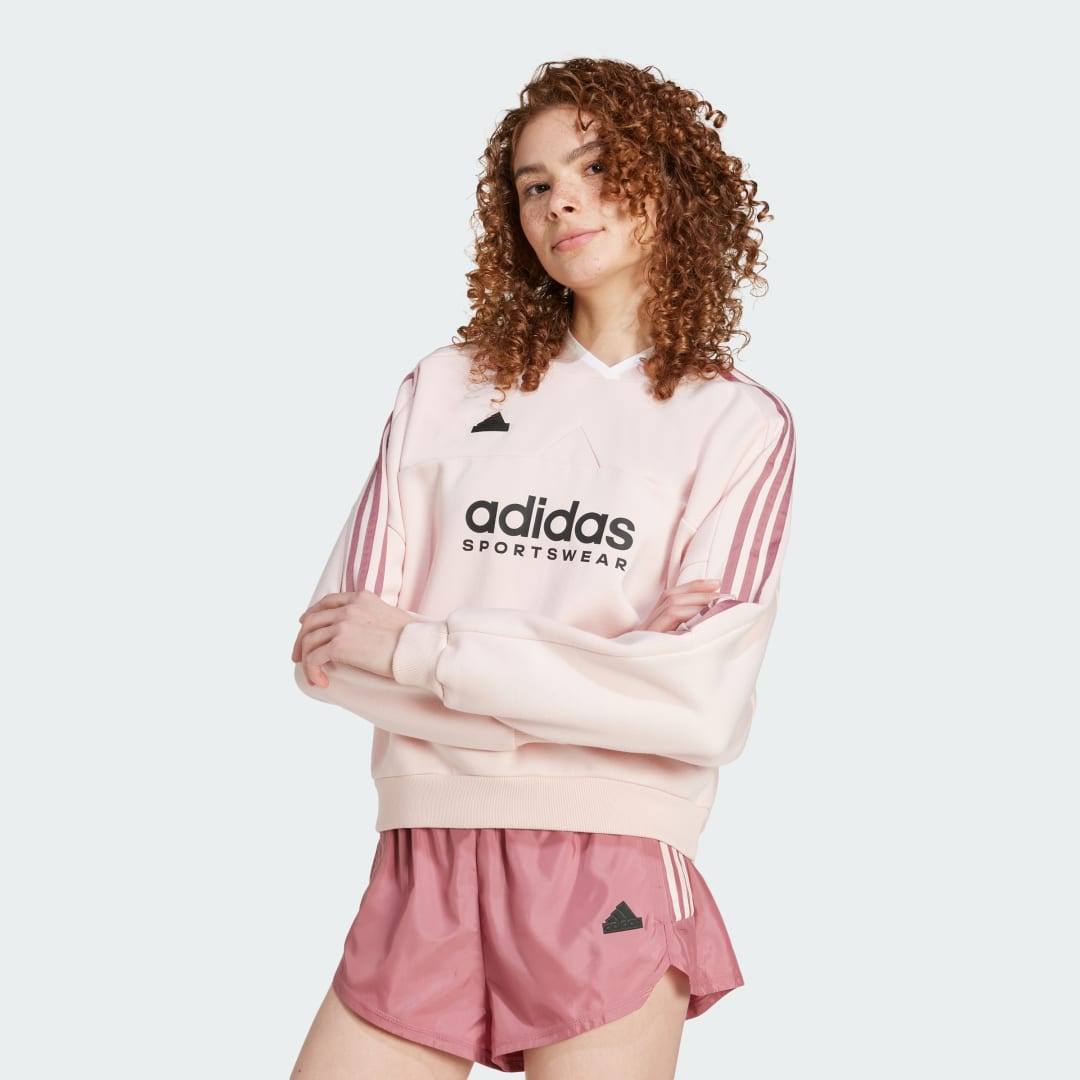 Пуловер adidas Performance Tiro Cut 3-Stripes Fleece Sweatshirt Розово | IX3521, 0