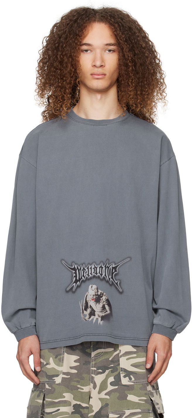 Тениска We11done Monster Graphic Long Sleeve T-Shirt Синьо | WD-TT0-24-718-U-NV, 0