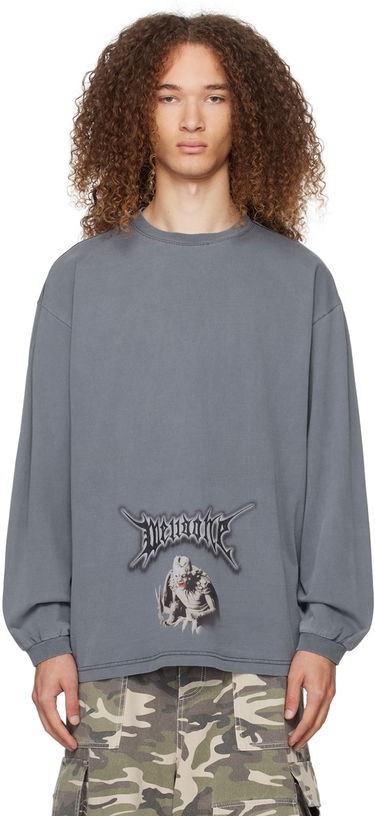 Тениска We11done Monster Graphic Long Sleeve T-Shirt Синьо | WD-TT0-24-718-U-NV, 0