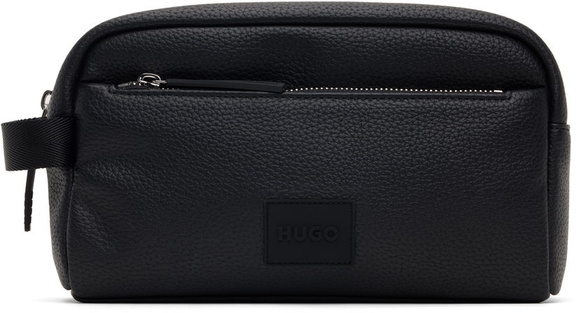 Чанта за пътуване BOSS Pebbled Faux Leather Washbag Черно | 50535686