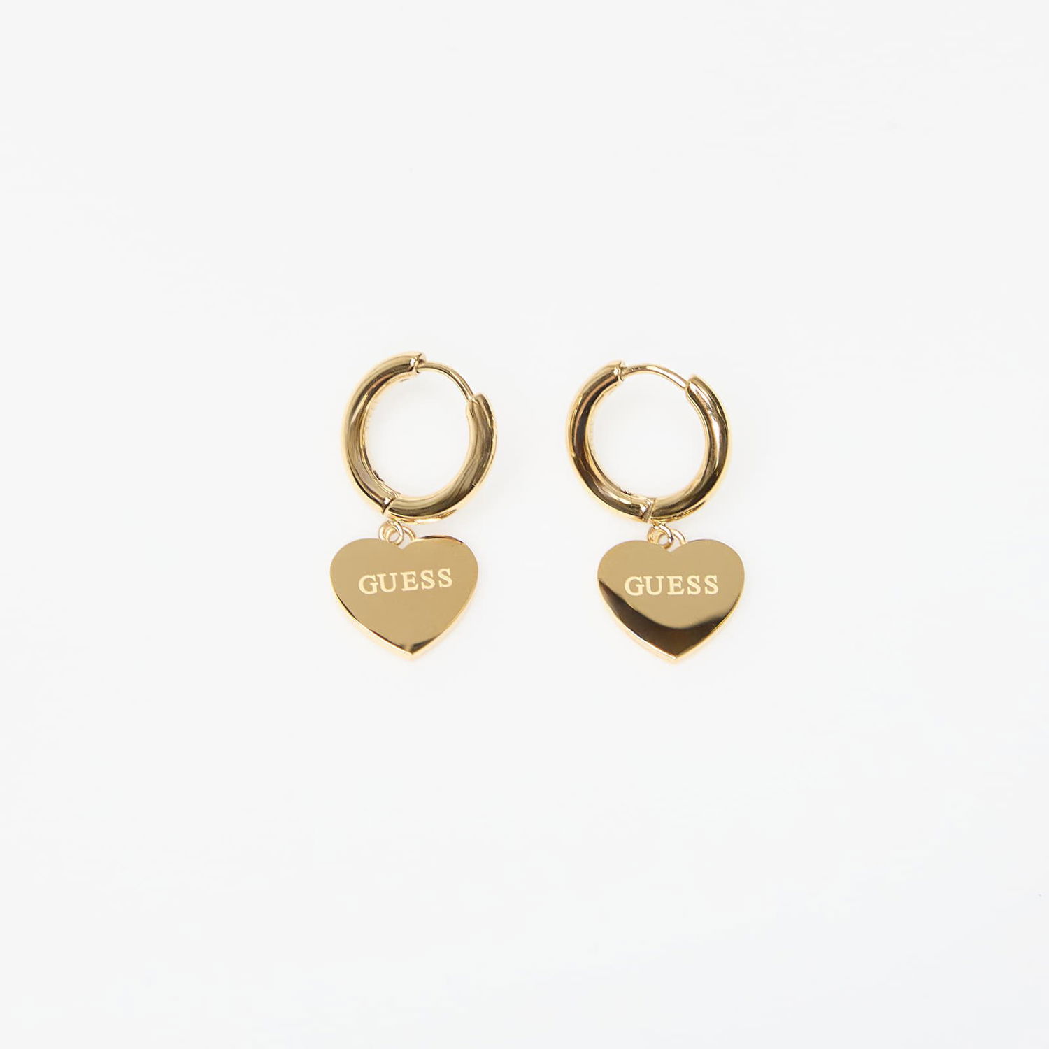 Обеци GUESS Huggie Me Heart Charm Hoop Earrings with Crystal Detail Жълто | JUBE03145JWYG-GOLD, 1