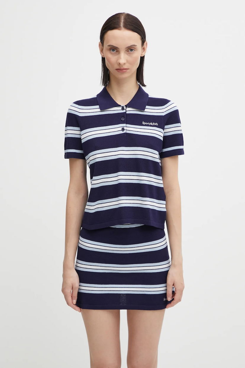 Поло тениска Sporty & Rich Sporty & Rich Serif Logo Silk Pique Cropped Polo Многоцветен | TO076621300BL121