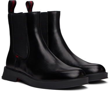 Облекло BOSS Leather Chelsea Boots with Stacked Logo Черно | 50548489, 4
