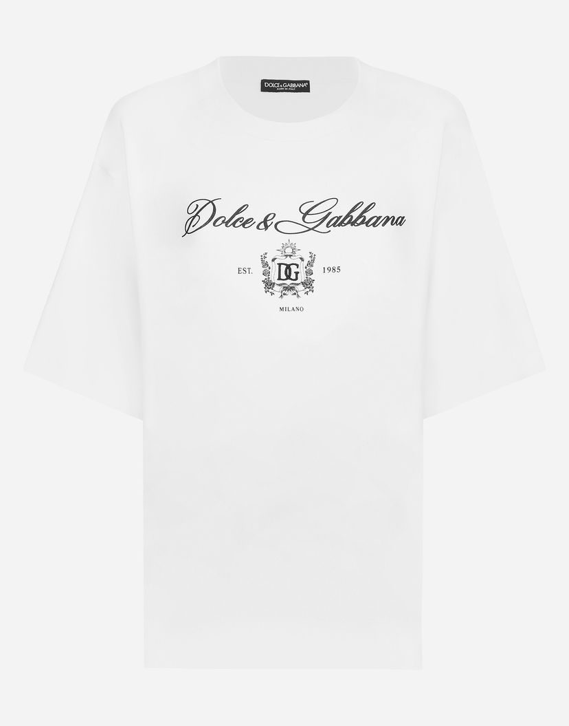 Тениска Dolce & Gabbana Jersey T-shirt With Logo Бяло | F8V12ZGDCNWW0800