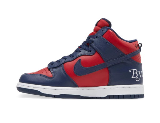Скеитбординг Nike SB Supreme x Dunk High SB "By Any Means - Red Navy" Червено | DN3741-600