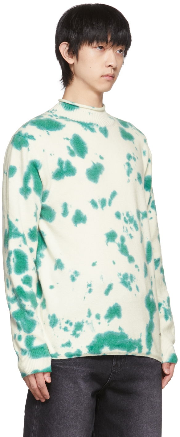 Пуловер We11done Tie-Dye Mock Neck Sweater Зелено | WD-KT1-22-604-U-GR, 1