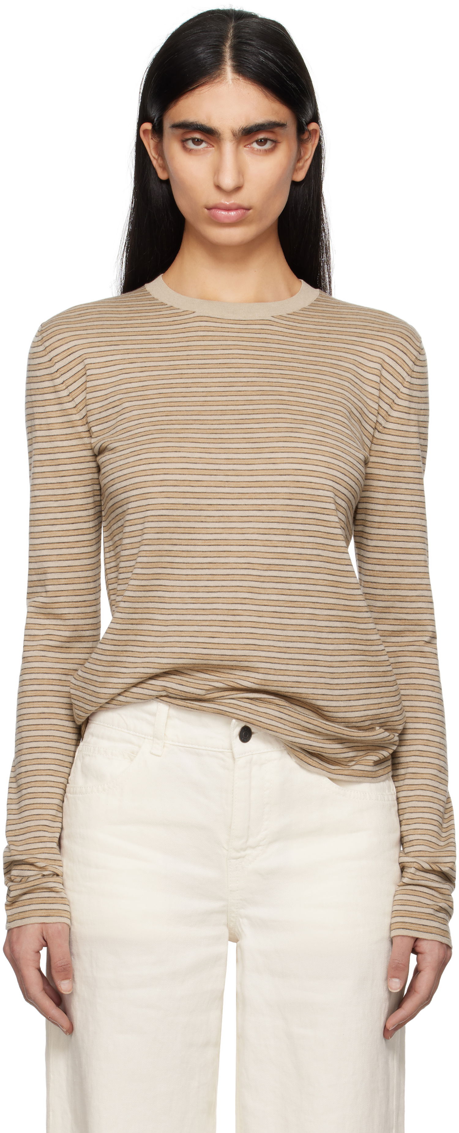 Тениска The Row The Row Juhi Striped Long Sleeve T-Shirt Бежово | 8811-Y688, 0