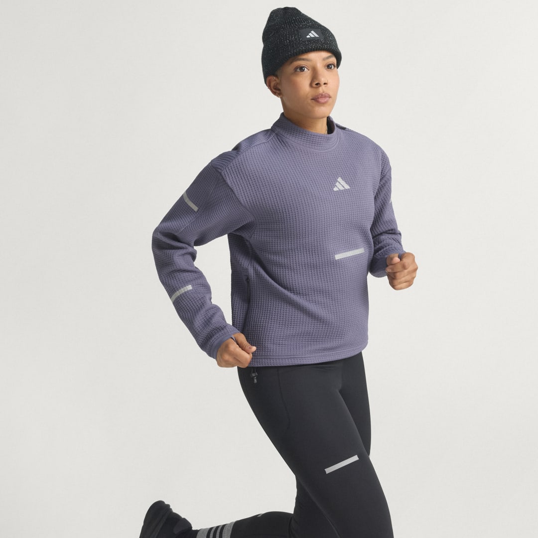 Суитчър adidas Performance CLIMAWARM+ Running Top Лилаво | JP3844, 0