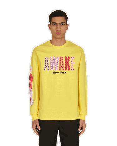 Тениска Awake NY Bloom Logo Longsleeve T-Shirt Жълто | AWK-SS21-TS002 YELLOW, 0