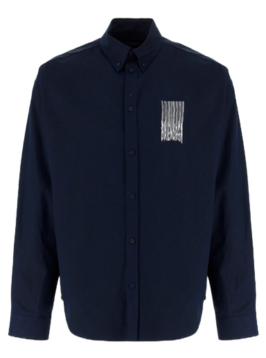 Риза Balenciaga Barcode Logo Shirt Тъмно синьо | 662982TKM028065