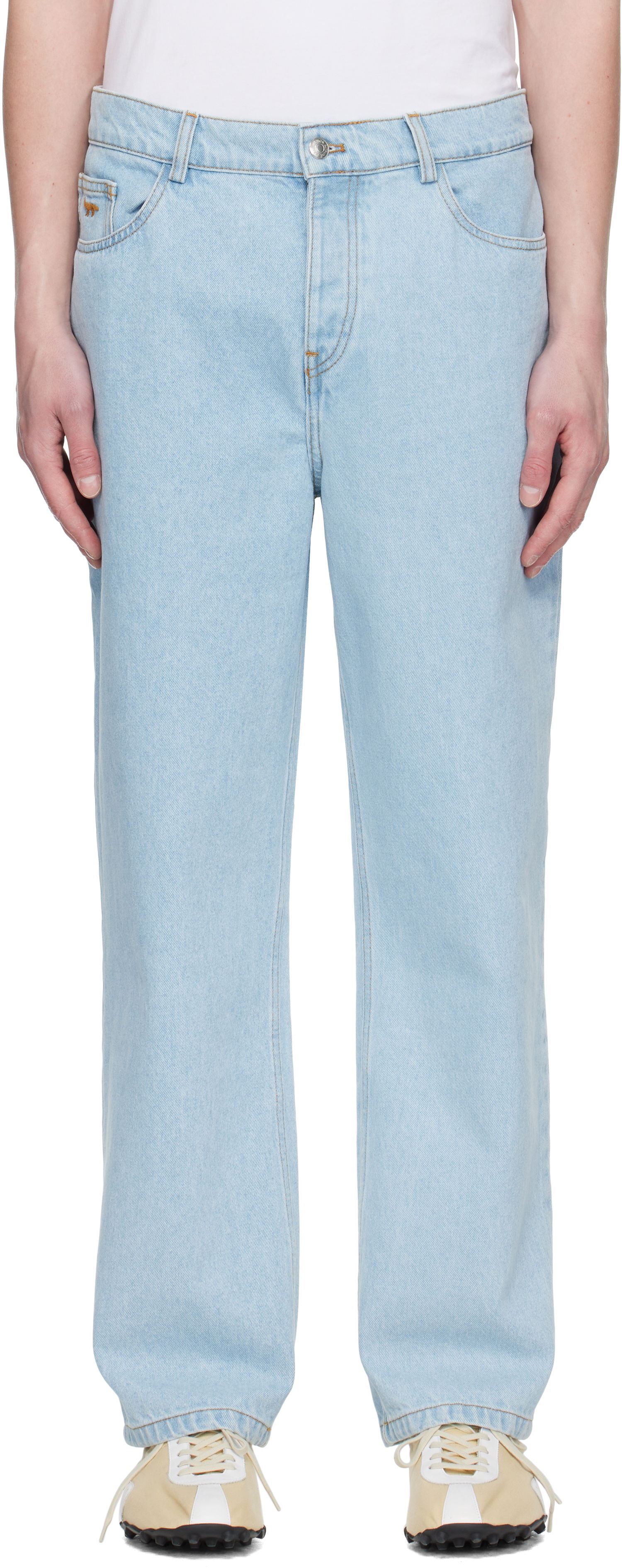 Дънки MAISON KITSUNÉ Maison Kitsuné Relaxed Jeans Синьо | OM01105WD4009, 0