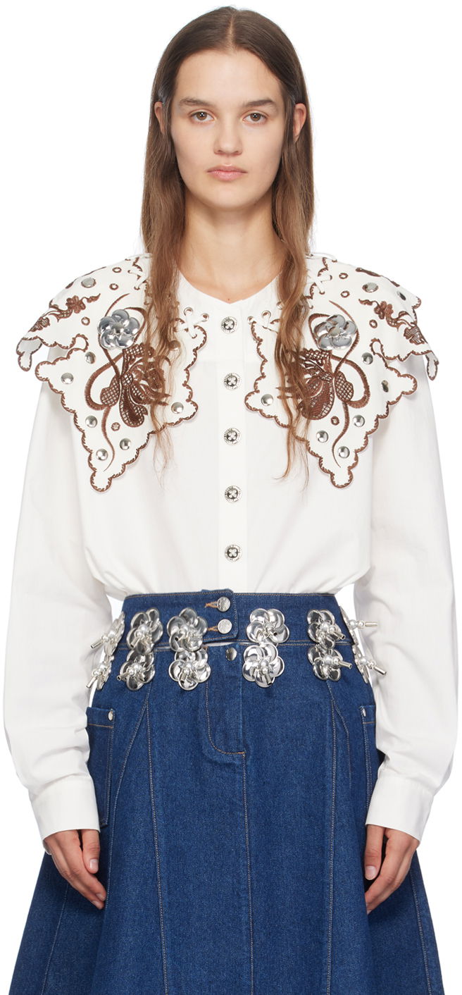 Риза Chopova Lowena Chopova Lowena Embroidered Collar Shirt Бяло | 2244