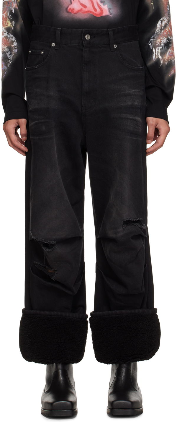 Дънки We11done We11done Faded Shearling Cuff Jeans Черно | WD-DP3-23-315-M-BK, 0