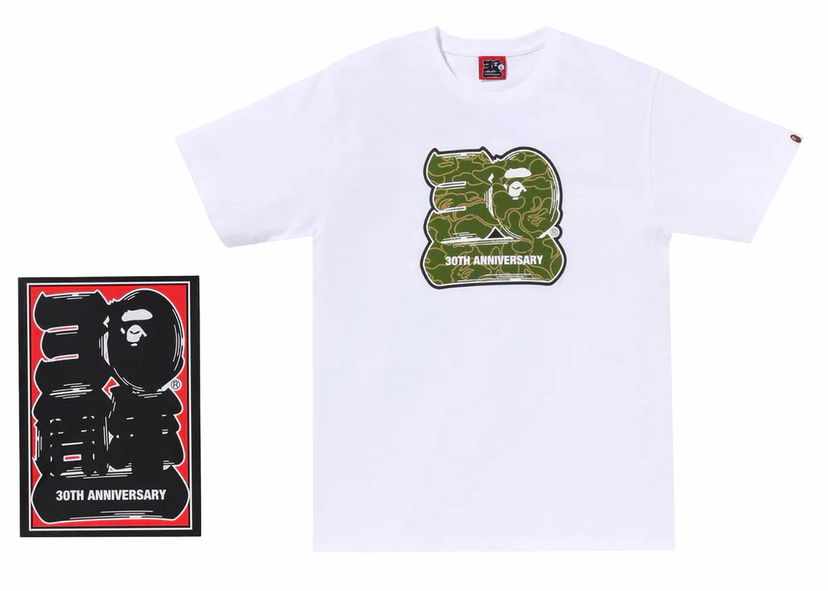 Тениска BAPE BAPE 30th Anniversary II Tee White/Green Бяло | 1J70-110-002