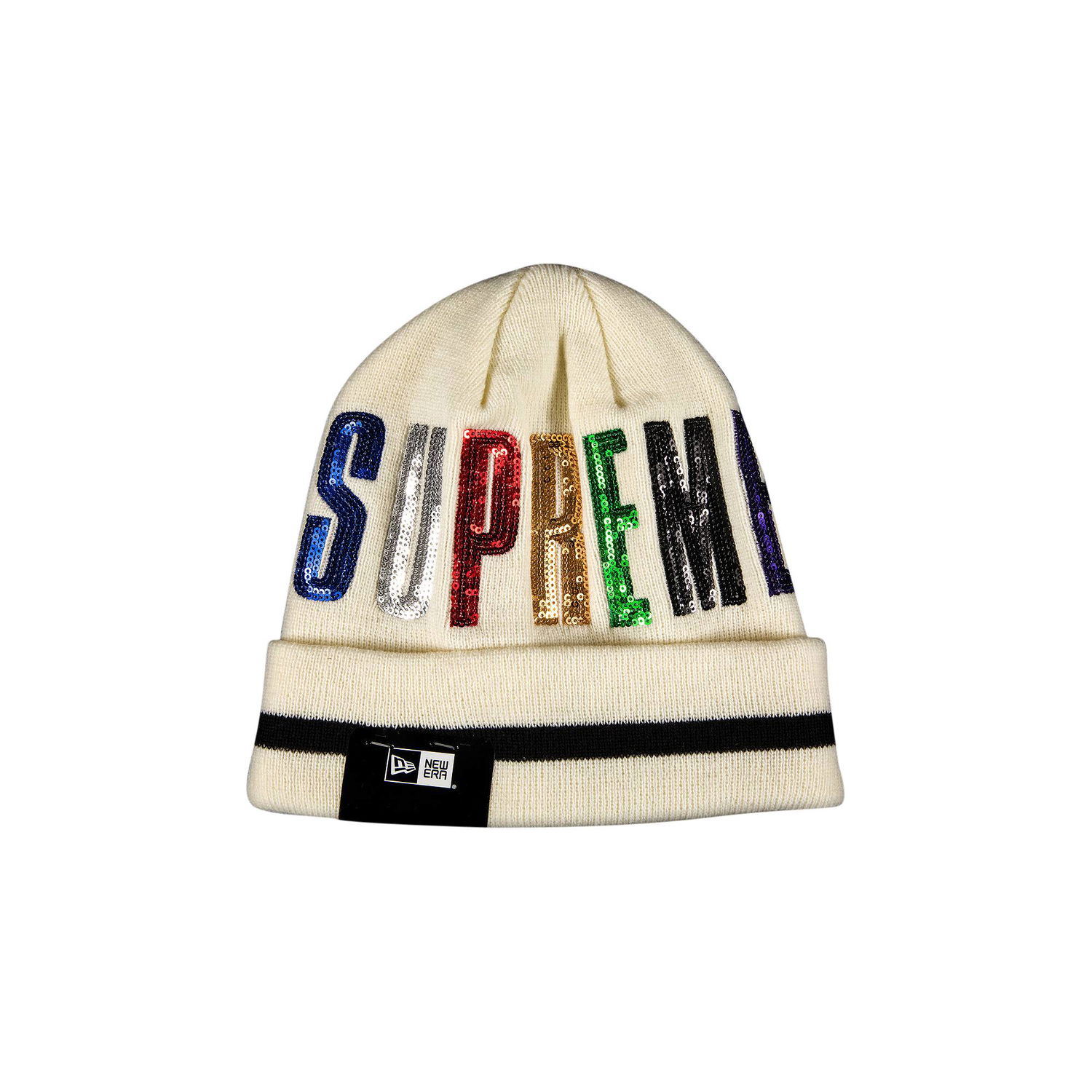 Шапка Supreme New Era x Sequin Beanie Бежово | FW20BN55 NATURAL, 1
