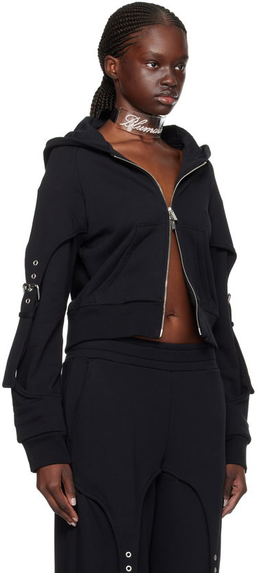 Суитчър Blumarine Blumarine Cinch Sleeve Cropped Hoodie Черно | P422F021A, 1