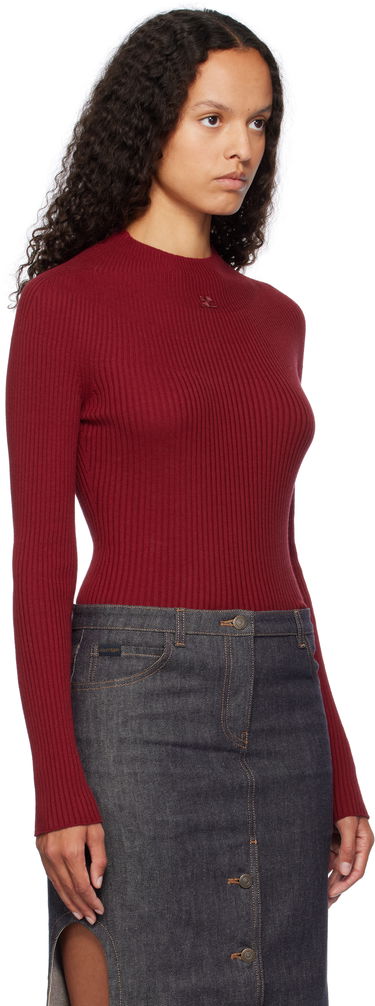 Тениска Courrèges Long Sleeved Fitted Sweater Червено | 124MPU128FI0049, 1