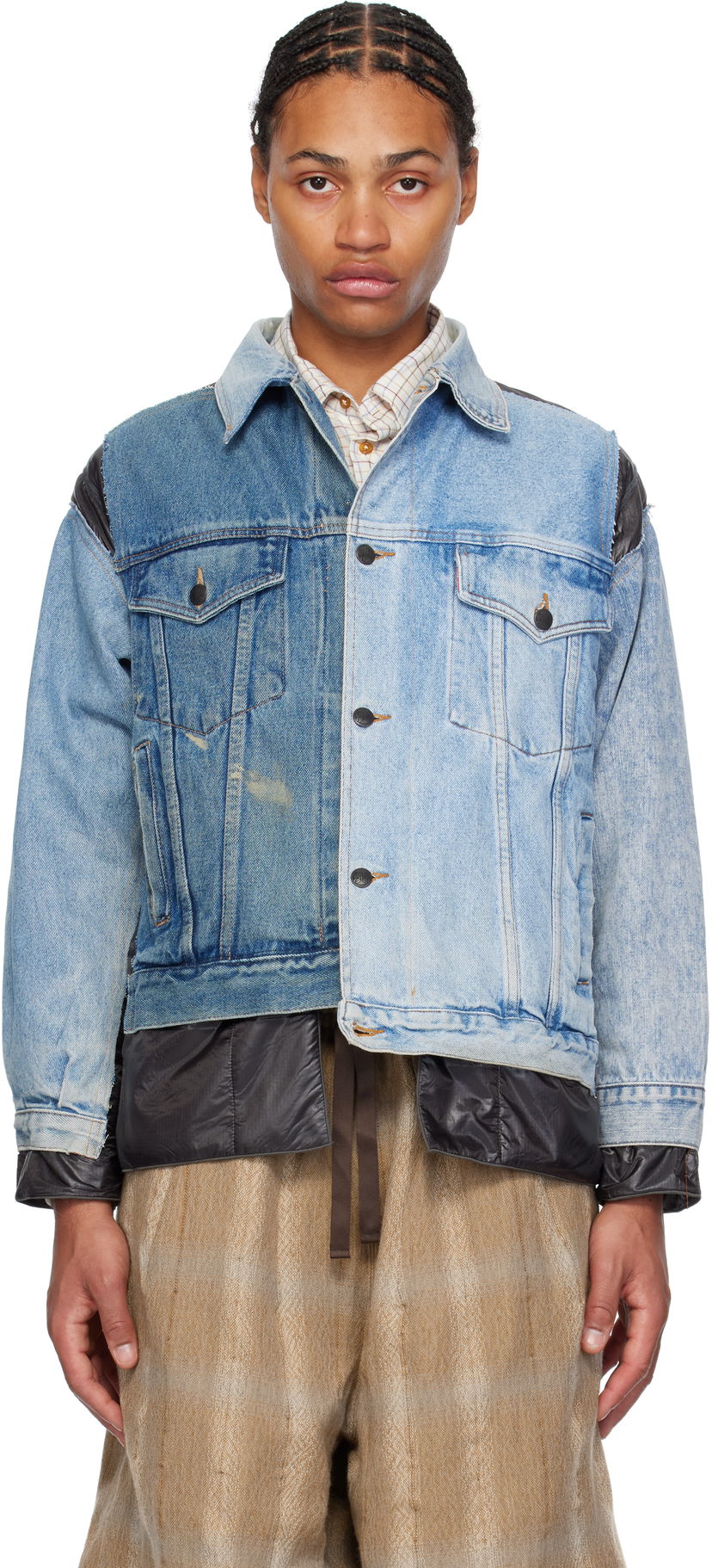 Яке Needles Denim Jacket with Nylon Panels Синьо | PU337