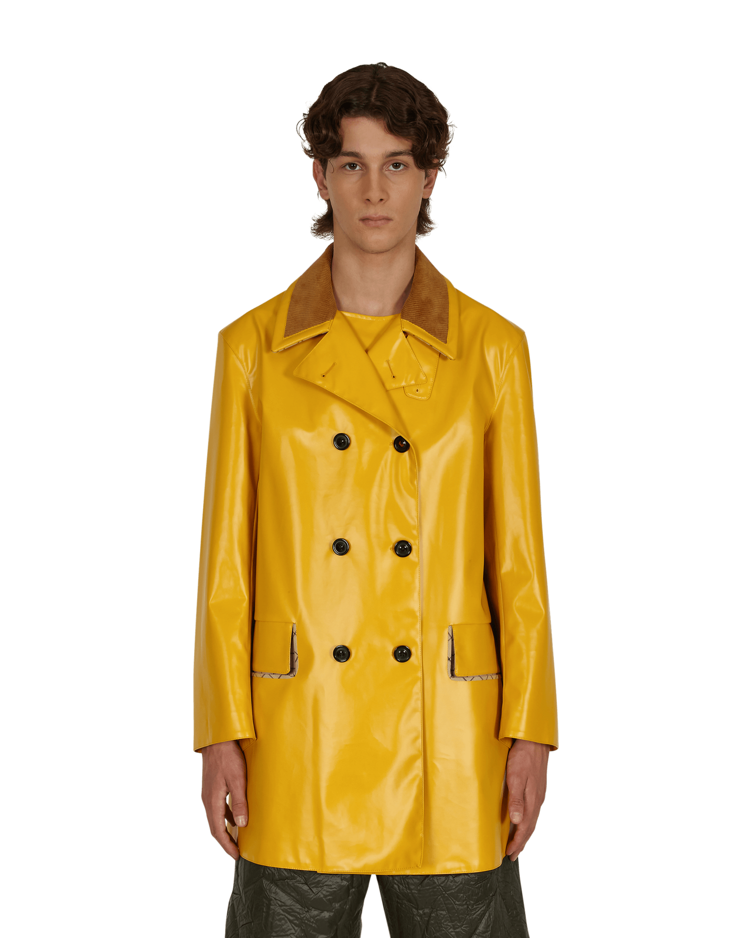Палта Maison Margiela Coated Cotton Double Breasted Raincoat Жълто | S50AM0516S53549 174, 0