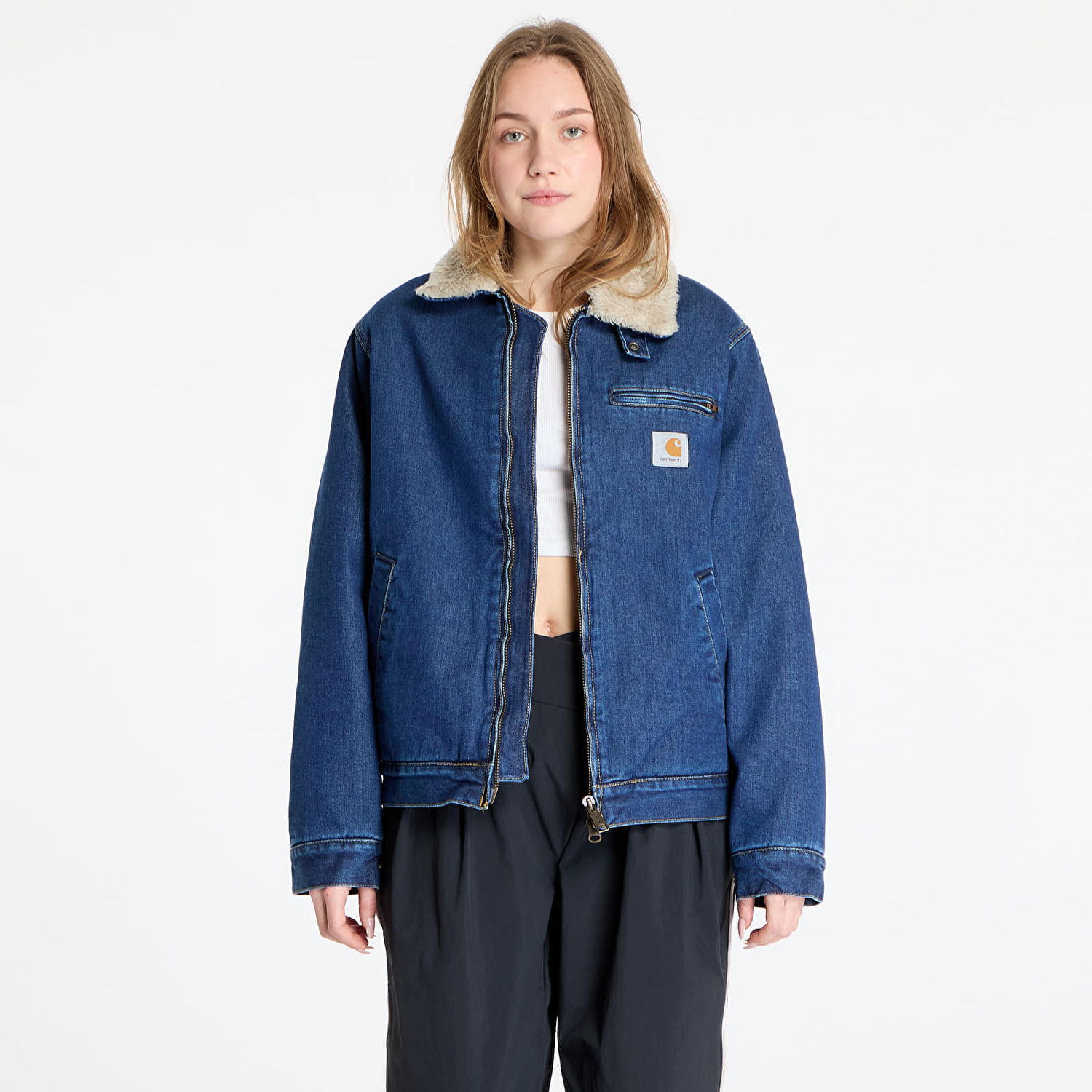 Яке Carhartt WIP Herald Denim Jacket with Sherpa Collar XL Синьо | I033765.2JR06, 1