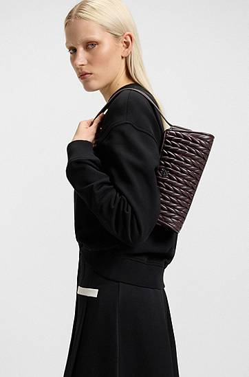 Дамска чанта BOSS HUGO Textured Hobo Bag Бургунди | 50547833, 1