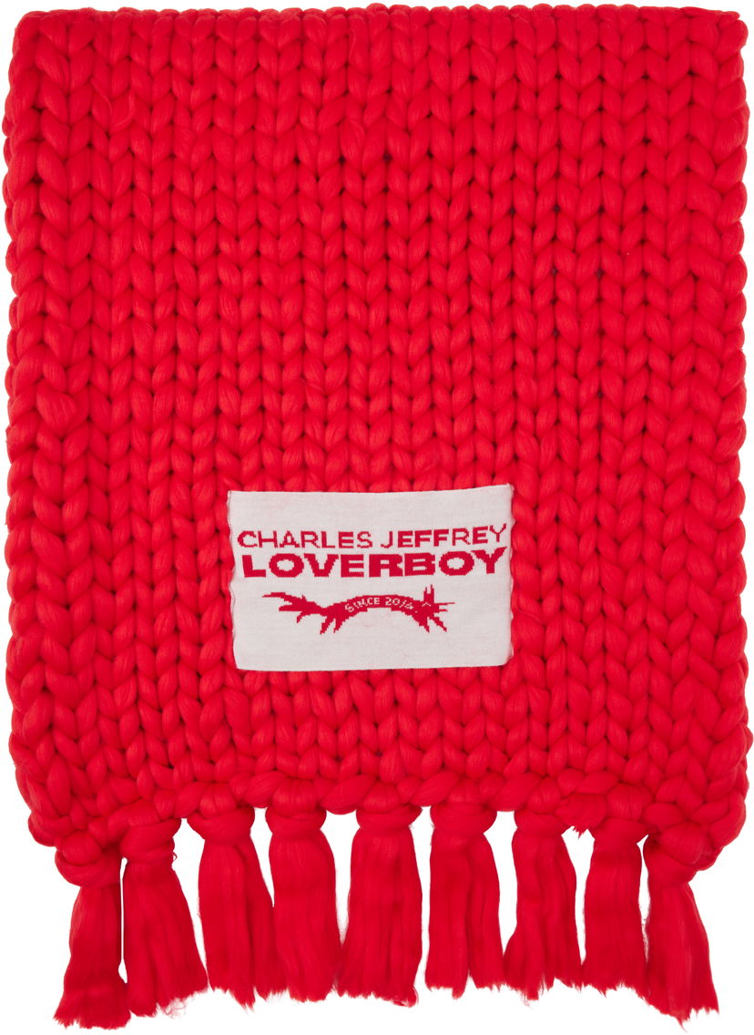 Шал Charles Jeffrey Loverboy Fringe Knitted Scarf Червено | 42160203