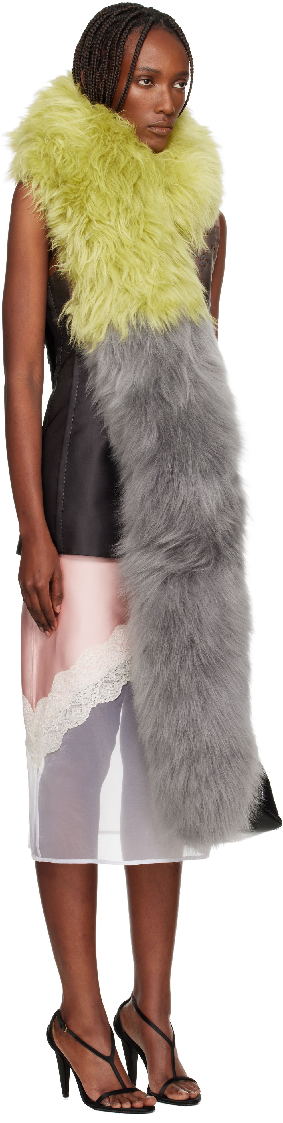 Шал Marni Bicolor Lamb Fur Scarf Многоцветен | ACMC0191Z0 ULM127, 1